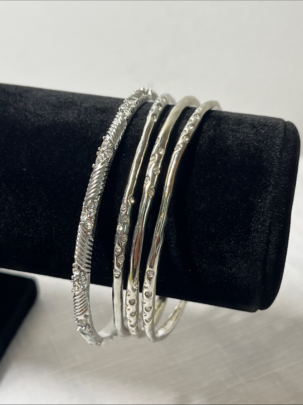Stella & Dot and 1 Lia Sophia Silver-tone Textured Stackable Bangle Bracelet Set